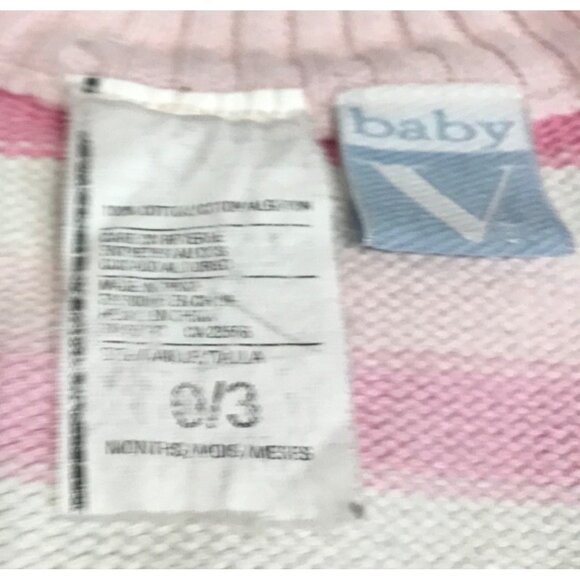 Baby V Pink & White Striped Knit Cardigan 0/3 Months 100% Cotton - Picture 6 of 8
